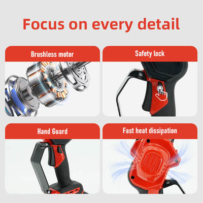 6-Inch Cordless Chainsaw with 21V Battery Brushless Rechargeable Lithium Long Lifetime Long Guide Bar Size
