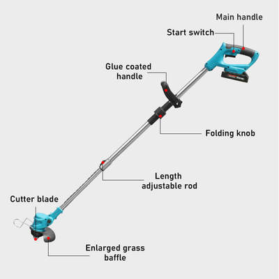 Portable Electric Grass Trimmer Cordless Battery Brush Cutter Lightweight Lawn Cutting Tool
